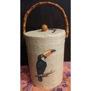 Tiki Tropical Ice Bucket Insulated Grass outer Picnic Cooler beach coastal bird